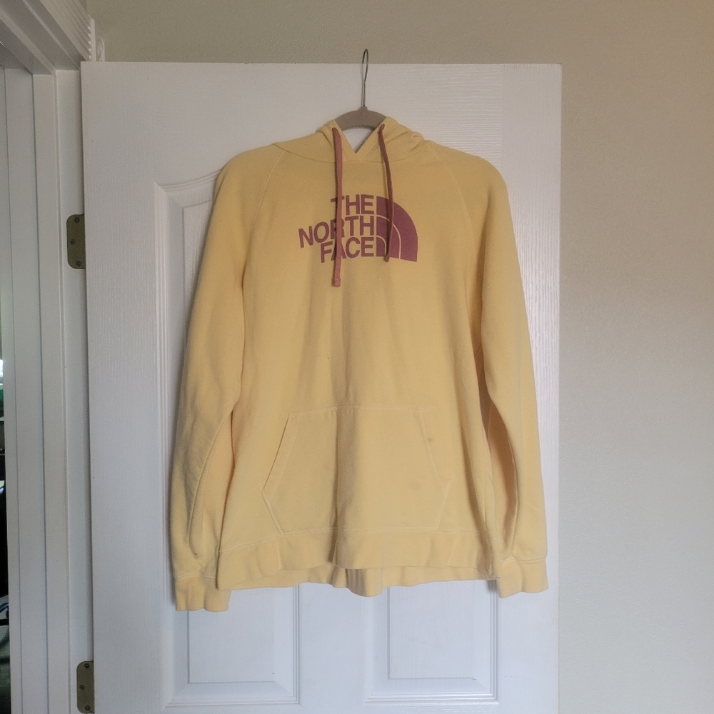Yellow the north face hoodie extra large